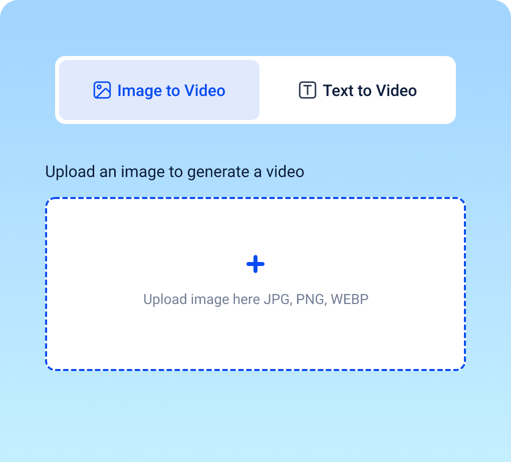 Carregue uma foto para gerar vídeo com IA